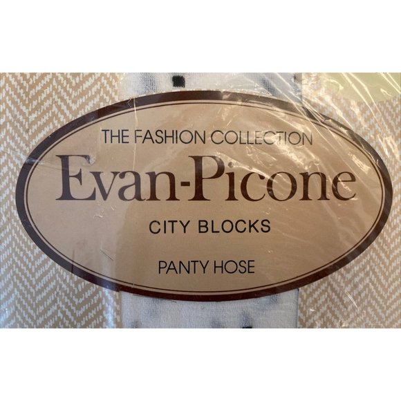 Vintage Evan-Picone City Blocks Panty Hose Medium White w/Black dots #750 - Picture 5 of 8